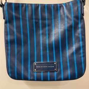 Marc by Marc Jacobs Navy and Teal Striped Shoulder Bag